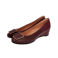 1992 Caratti Leather Wedged Heels (Short, with Buckle)