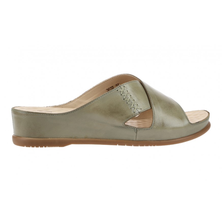 3632 Barani Leather Sandals (Cross-Strap, Slip-On)