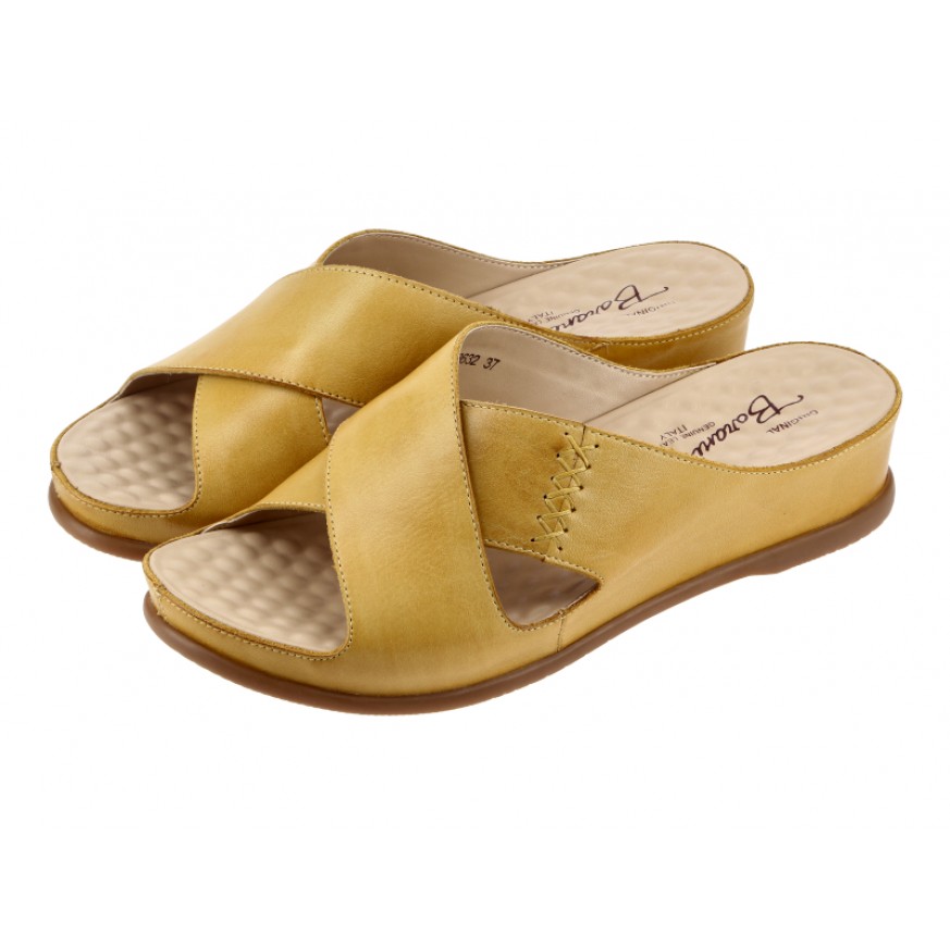3632 Barani Leather Sandals (Cross-Strap, Slip-On)