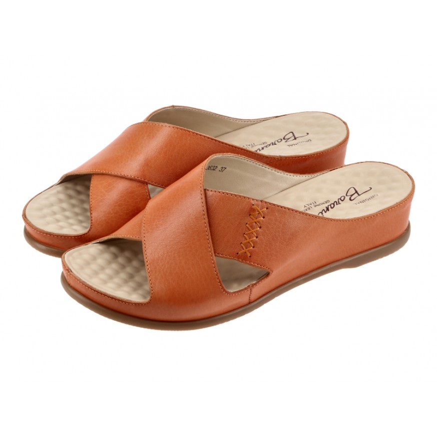 3632 Barani Leather Sandals (Cross-Strap, Slip-On)
