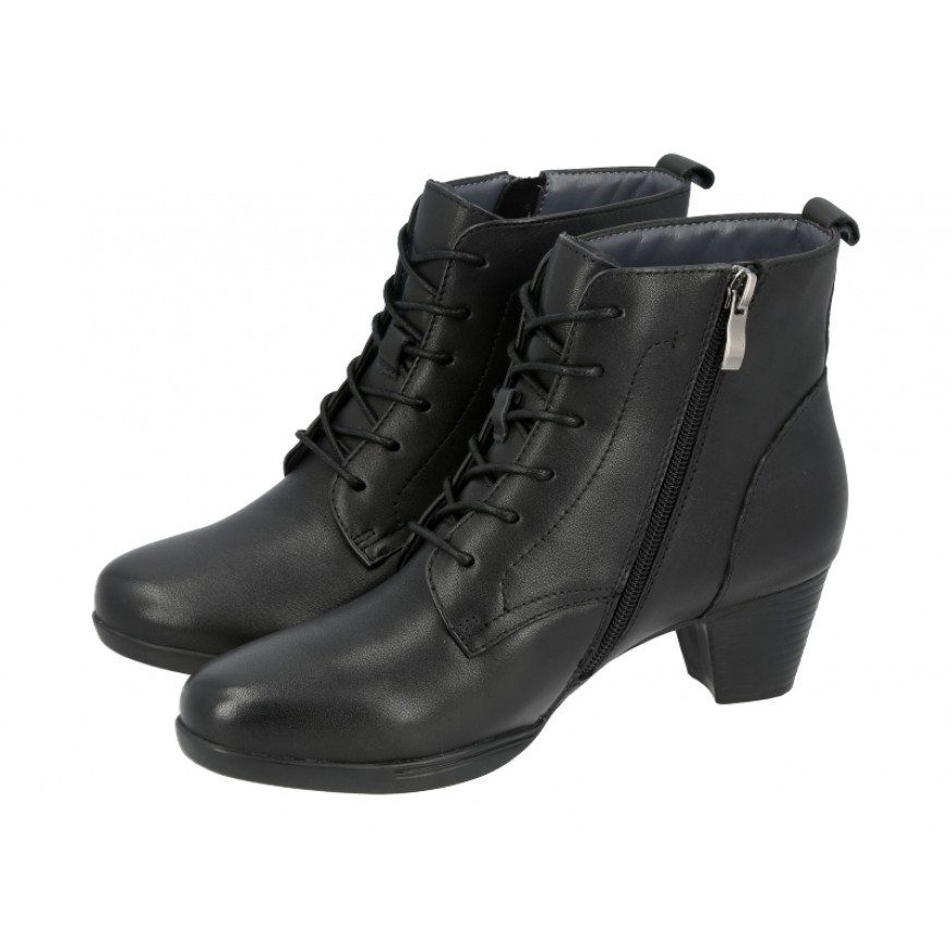 665-5 Caratti Leather Heeled Boots/Booties (Zip Closure, Laced Upper)