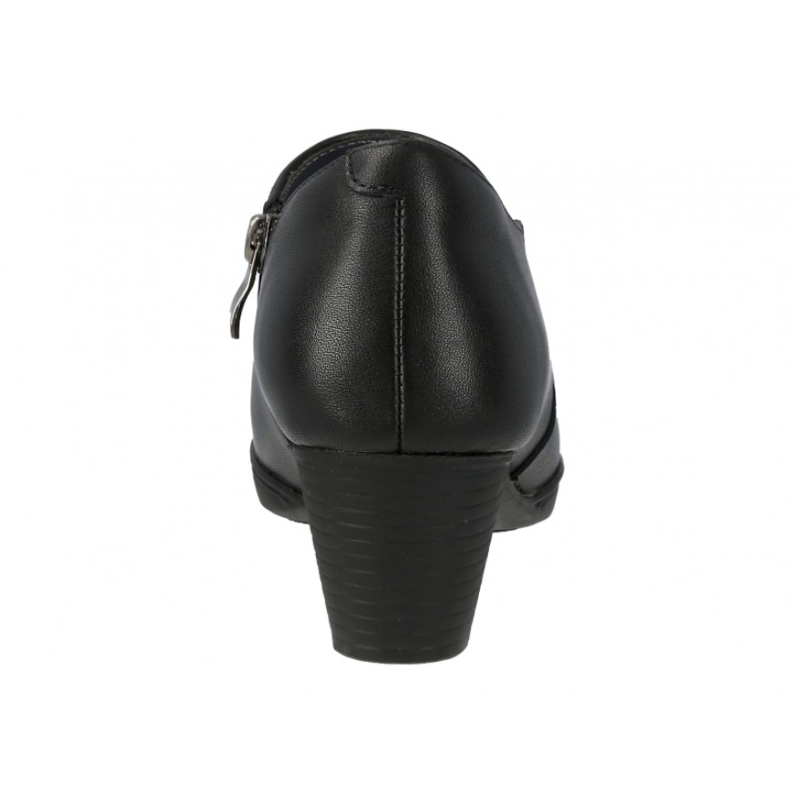 666-10 Caratti Leather Heeled Boots/Booties (Zip Closure, Elastic Side, Low Cut)