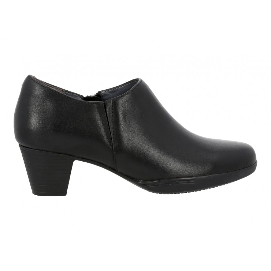 666-10 Caratti Leather Heeled Boots/Booties (Zip Closure, Elastic Side, Low Cut)
