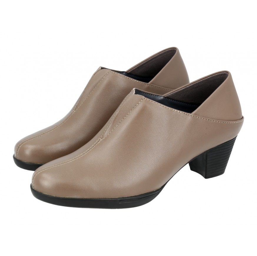 666-9 Caratti Leather Heeled Boots/Booties (Elastic Front, Low Cut)