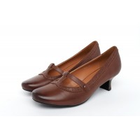 8111 Caratti Leather Heeled Mary Janes