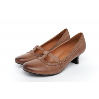 8111 Caratti Leather Heeled Mary Janes
