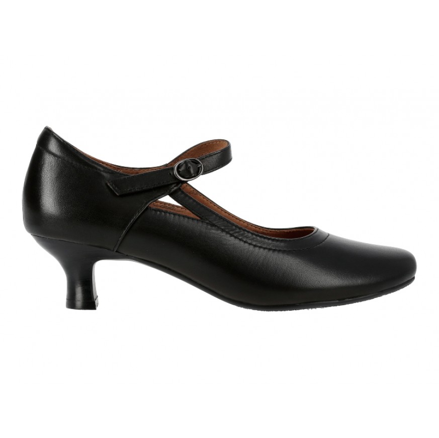 8122 Caratti Leather Heeled Mary Janes (with Adjustable Strap)