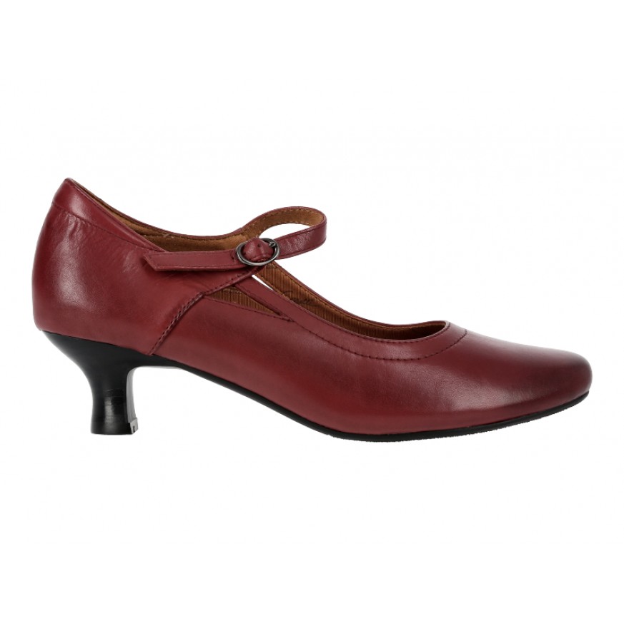 8122 Caratti Leather Heeled Mary Janes (with Adjustable Strap)