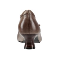 8122 Caratti Leather Heeled Mary Janes (with Adjustable Strap)