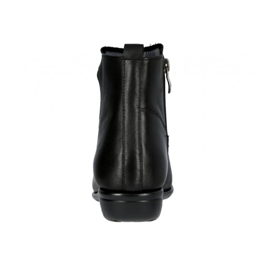 8965-100 Barani Leather Ankle Boots/Booties (Side Zip, Wrinkled Vamp)