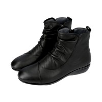 8965-100 Barani Leather Ankle Boots/Booties (Side Zip, Wrinkled Vamp)