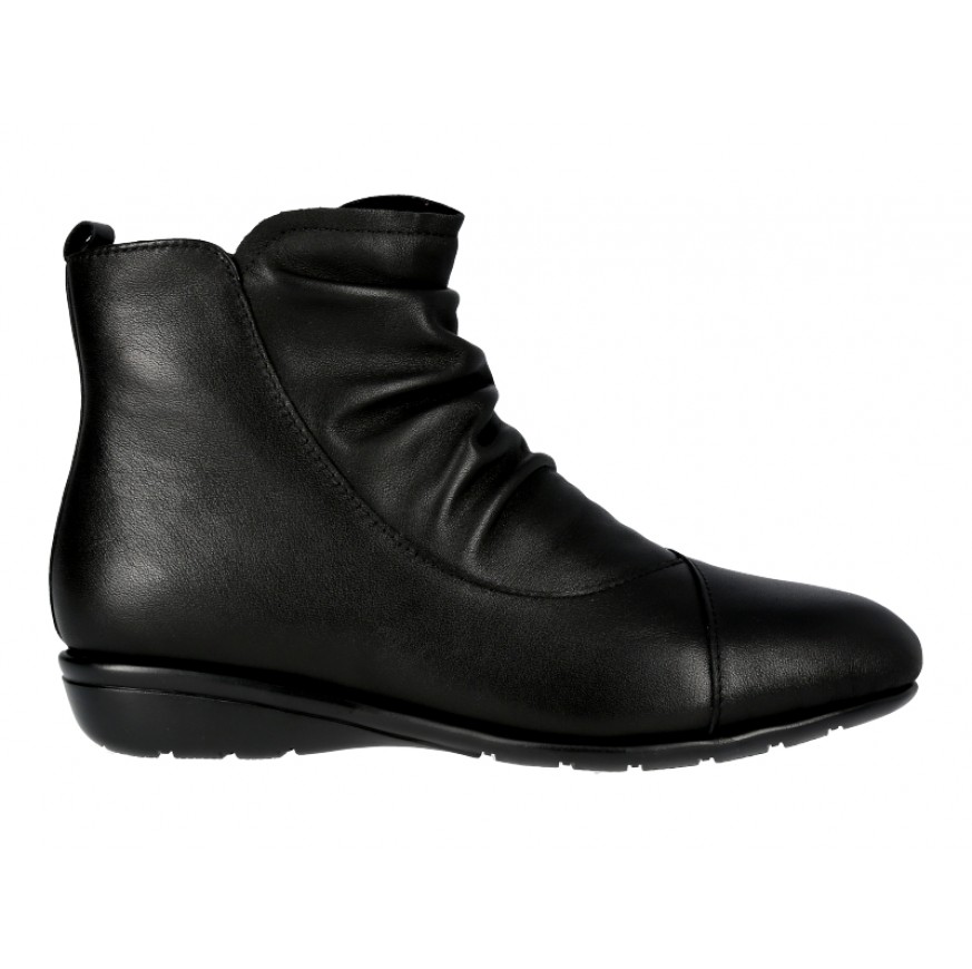 8965-100 Barani Leather Ankle Boots/Booties (Side Zip, Wrinkled Vamp)